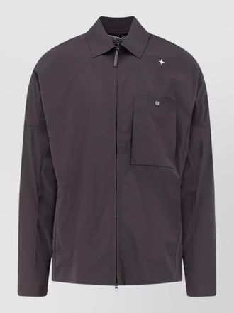 Stone Island shirt zip front pointed collar logo pocket