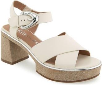 Aerosoles Zephyr Platform Sandal in Eggnog Leather at Nordstrom, Size 9.5