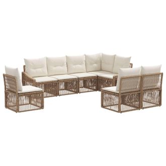 vidaXL Conjunto De Sof&aacute;s De Jard&iacute;n 8 Pcs Beige Rat&aacute;n Sint&eacute;tico Vidaxl