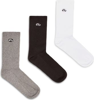 Diesel 3-pack of cotton socks with Oval D embroidery - Socks - Man - Multicolor