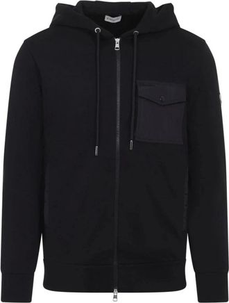 Moncler Zip-throughs, male, Black, XL, Zip Up Pocket Detail Hooded Top