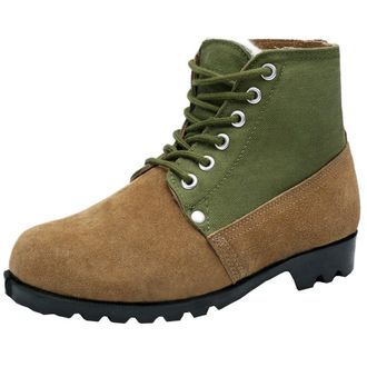 Generic Men Fleece Lined Cotton Boots Winter Cold Protection Lacing NonSlip High Top Short Boots (khaki,6.5)