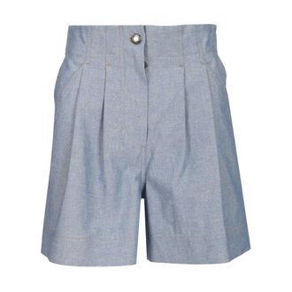 Moncler Grenoble Chambray Cotton Shorts - female - Moncler - Casual Shorts - Blue - XS - Shorts