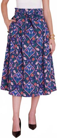 Banjanan Tobias Midi Skirt In Persian Tile Lapis