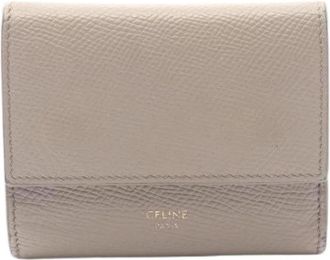 Celine Pre-owned Small Tri-fold Wallet - Dames - Vintage Accessoires - Beige - ONE Size - Leer - Vintage