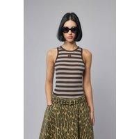 Ganni Soft Cotton Rib Tank Top Stripe