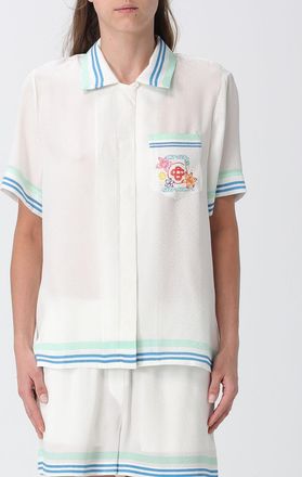 Casablanca Camicia bowling in seta a maniche corte con vestibilit&agrave; slim fit