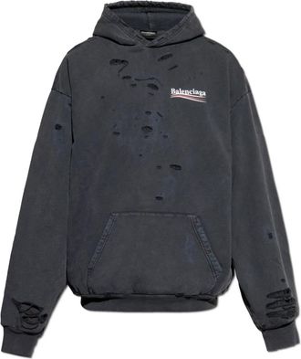 Balenciaga Hoodies & sweatvesten, Heren, Grijs, M, Katoen, Sweatshirt met logo