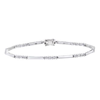 Diamant L'éternel 9kt witgouden 0,10 ct illusieset diamanten Trioligy-armband