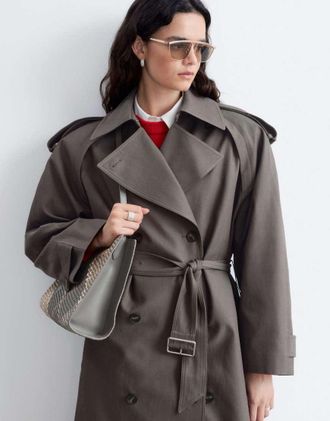 & Other Stories trench doppiopetto con cintura color tortora-Marrone