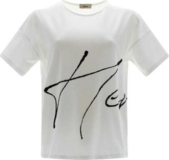 Herno T-shirt met korte mouwen en 3D-print - Dames - T-shirts - Wit - M - Katoen - Tops
