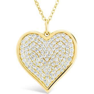 Sterling Forever Small Cubic Zirconia Heart Pendant Necklace in Gold at Nordstrom