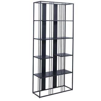 Hhg [non Utilizzato] Scaffale Hhg-626, Libreria Alta, Metallo Industriale Melaminico Certificato Mvg 180x80x31cm, Nero, Nero