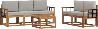 vidaXL Conjunto De Sof&aacute;s De Exterior 6 Uds. Gris Natural Y Claro Vidaxl