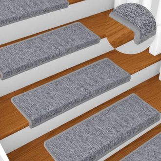vidaXL vidaXL Tappetini per scale 15 pz 65x21x4 cm Grigio chiaro Bordo rettangolare