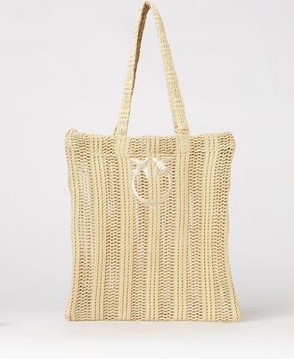 Pinko Borsa Easy Tote Pinko in rafia crochet
