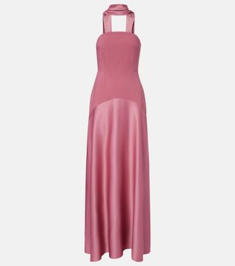 Solace London Mae satin-paneled bustier gown