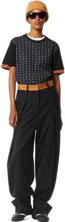 MCM Pants in Wool Twill and Monogram Print Leather in Black at Nordstrom, Size 40 Eu