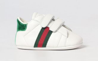 Gucci Sneakers da bambino in pelle con nastro Web e chiusura a strappo