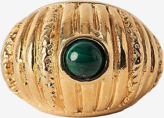 Paola Sighinolfi Geriffelter goldener Ring mit Malachit Reef