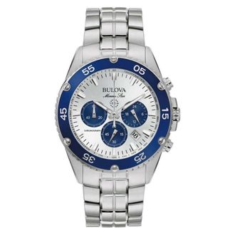 Bulova Marine Star Chronograph Quartz White Dial Mens Watch 98b423