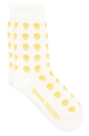 McQ by Alexander McQueen Skull Logo Crew Socks in White Yellow at Nordstrom Rack, Size Medium