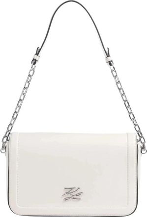Karl Lagerfeld Essentials Medium Flap Schoudertas - Dames - Schoudertassen - Wit - ONE Size - Leer - Tassen