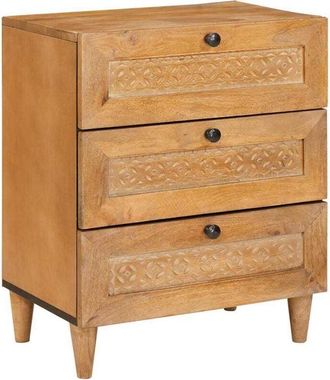 vidaXL Bedside Table Light brown 50 x 33 x 60 cm Solid mango wood vidaXL