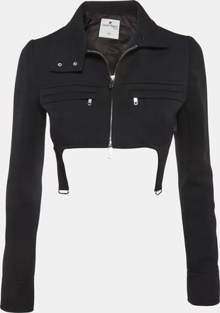 Courr&egrave;ges Courreges Paris Black Stretch Crepe Suspender Crop Jacket