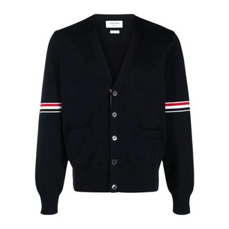 Thom Browne Truien & Vesten, Heren, Blauw, 2Xl, Katoen, Katoenen Milano Stitch Cardigan met V-hals