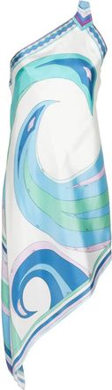 Pucci Cigni-print asymmetric dress - women - Silk - L - Blue