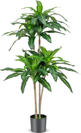 Costway Costway - 140cm &Aacute;rbol Artificial Con Maceta, Planta Artificial Decorativa Dracaena Con 92 Hojas, Planta Verde Realista En Maceta Para Interior, Exteri