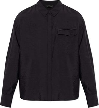 Emporio Armani Techno Rayon Shirt - Dames - Overhemden - Zwart - 2XS - Rayon - Overhemden