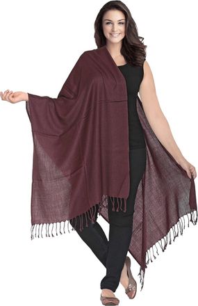 World of Shawls Luxurious 100% Kashmiri Fine Wool Pashmina Shawl Wrap Scarf (Burgundy)