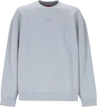 HUGO BOSS Felpa girocollo con logo ricamato - Blu