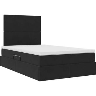vidaXL with Mattress with Headboard Black 120 x 190 cm Velvet vidaXL