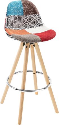 Woltu Woltu 1x Taburete De Bar Con Respaldo Marco De Madera Maciza Muebles Cocina Taburete Alto Para Cocina Bar, Tela, Multicolor