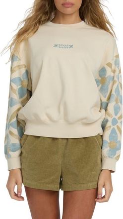Billabong Atlas Tide Kendal Cotton Blend Fleece Crewneck Sweatshirt in White Cap at Nordstrom, Size X-Small