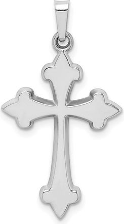 Diamond2Deal 14k White Gold Polished Fleur de Lis Cross Pendant