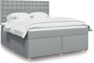 vidaXL Vidaxl - Cama Box Spring Con Colch&oacute;n Tela Gris Claro 180x200 Cm