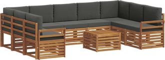vidaXL Conjunto De Sof&aacute;s De Exterior 10 Uds. Natural Y Antracita Vidaxl