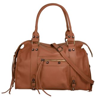 Forty Degrees Shopper FORTY, Damen, Gr. B/H/T: 38cm x 25cm x 14cm onesize, braun (cognac), Leder, leicht gl&auml;nzend, unifarben, Taschen Shopper, echt Leder, Made in I