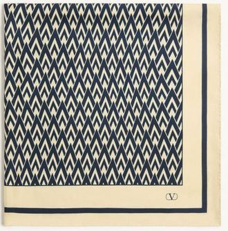 Valentino Garavani Foulard Toute La V In Seta Donna NAVY/AVORIO UNI
