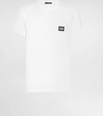 Dolce & Gabbana Cotton T-shirt With Branded Tag - Man T-shirts And Polos White 48
