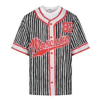 Moschino T-Shirts, male, Multicolor, Size: S Logo Printed Striped T-Shirt