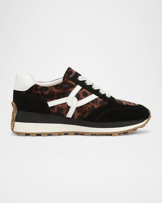 Veronica Beard Valentina Mixed Leather Retro Sneakers