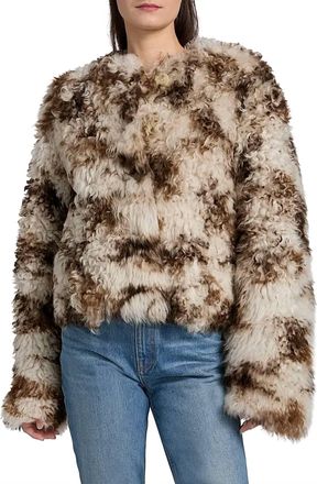 Ulla Johnson Irina Reversible Short Shearling Coat In Pietra