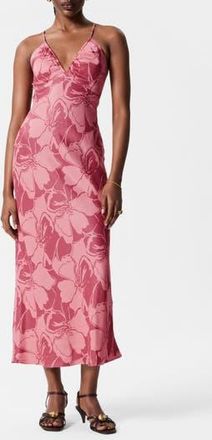 & Other Stories Print Maxi Satin Slipdress in Pink Medium at Nordstrom Rack, Size 12