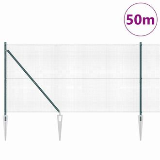 Berkfield Home Gorgeous Welded Wire Fence with 13 Spike Posts Green 1.4x50 m Steel