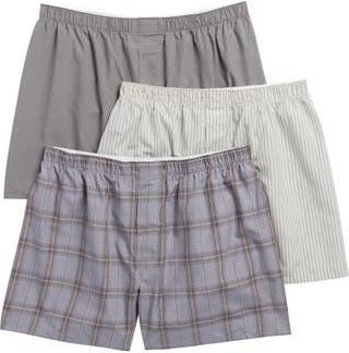 Nordstrom Rack 3-Pack Assorted Woven Boxers in Grey Peter Plaid Multi at Nordstrom Rack, Size Xx-Large